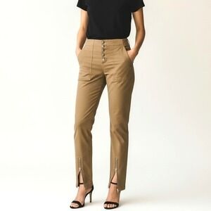 A.L.C. Utility Pants Women Size 4 Camel Tan Excellent Button Fly Ankle Zip Slim